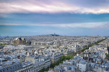 Fototapeta na wymiar Paris, aerial view of the city, with Montmartre 