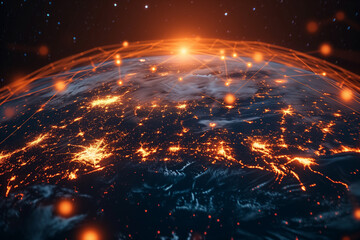 Global network connection. World map point and line composition concept of global business.  - obrazy, fototapety, plakaty