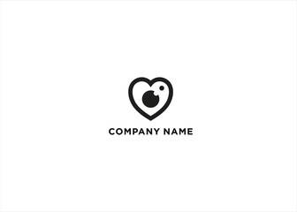 love photography with camera logo concept