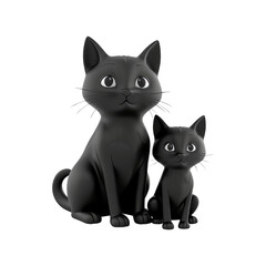 Cartoon Black Cats  PNG Cutout, Generative AI