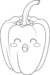 Kawaii bell pepper coloring page for kids	