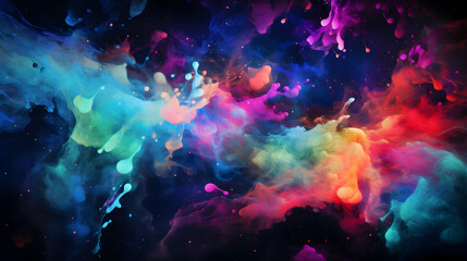 Obraz na płótnie Canvas Deep space neon blue, green, pink, purple color mix up
