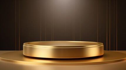 Golden podium on black background for place your product.