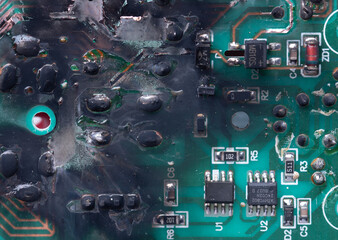electronic circuit board short circuit shock is damaged.