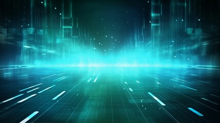 Futuristic cyberspace with glowing lines and lights,