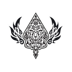 Fototapeta premium black gunungan wayang with lion and wings icon vector concept design