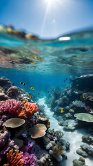 Vibrant Coral Reef Teeming with Marine Life
