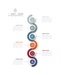 Vector infographic business presentation template with circular interconnection with 6 options.