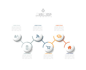 Vector infographic business presentation template with circular interconnection with 6 options.