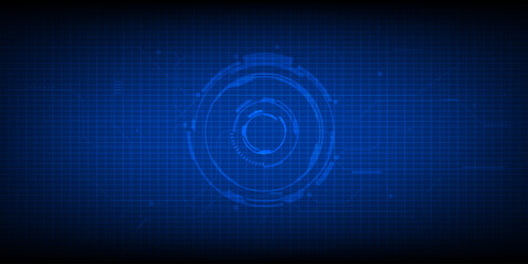 Abstract futuristic technology background with grid line and circle hud for tech interface and game artwork.