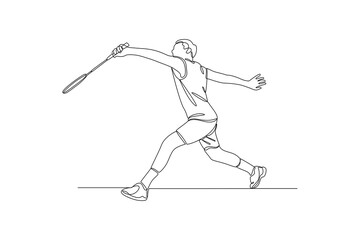 One continuous line drawing of Sports concept. Doodle vector illustration in simple linear style.