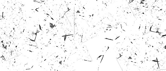 Grunge black and white pattern. Monochrome particles abstract texture. Background of cracks, scuffs, chips, stains, ink spots, lines. Dark design background surface. Gray printing element