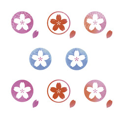 水彩風の桜マークのイラストセット（ほっそり）
