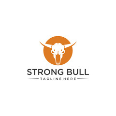 Bull head horns, cow head, buffalo head, Strong bull logo and symbol template icon app
