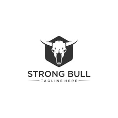 Bull head horns, cow head, buffalo head, Strong bull logo and symbol template icon app