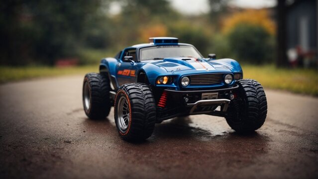 Close-up high-resolution image of a modern remote control car toy.