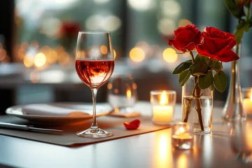 Fotobehang Wines assortment. Red, white, rose wine in wine glasses  tasting concept © Rattanapon