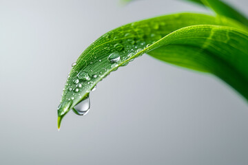 water drops on green leaf