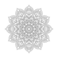 Radial Center Mandala Coloring Book Page for kdp Book Interior