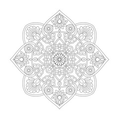 Intricate Zen Blossoms Mandala Coloring Book Page for kdp Book Interior