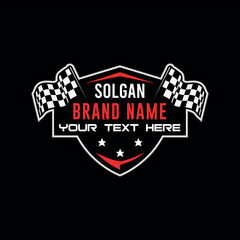 Race flag with motorsport text Logo Vector Car Decal Sticker, Symbol Sport Logo.