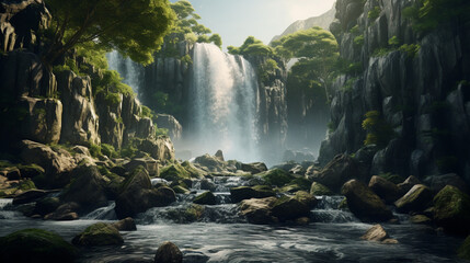 waterfall in the mountains