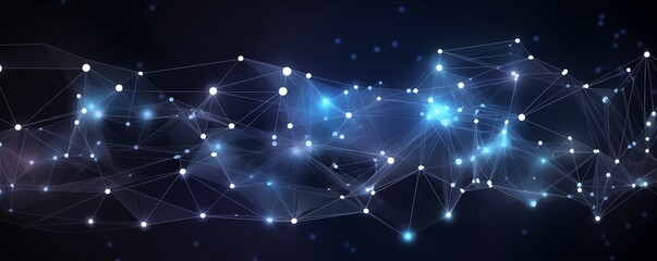 Obraz premium Background of Network Lines and Dots on Blue Background. Generative AI