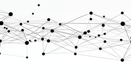 Black Dots and Lines on White Background Representing Network Connection. Generative AI