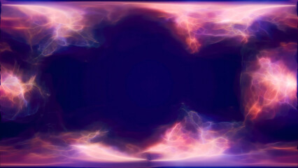 Multicolored energy magic frame made of futuristic waves and lines of liquid plasma smoke particles. Abstract background