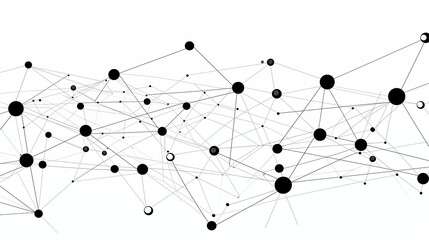 Black Technology Network Connection Lines and Dots on White Background. Generative AI