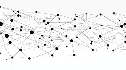 Black Technology Network Connection Lines and Dots on White Background. Generative AI