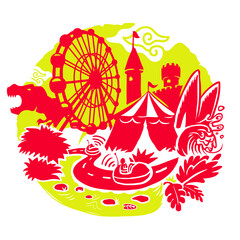 amusement park logo illustration 