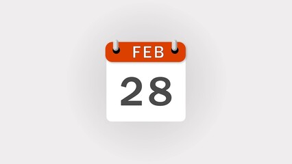 Digital February Calendar icon illustration on white background.