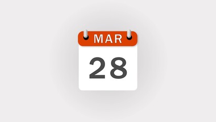 Digital March Month Calendar icon illustration on white background.