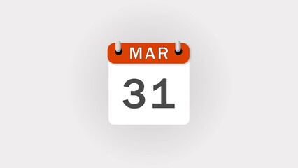 Digital March Month Calendar icon illustration on white background.