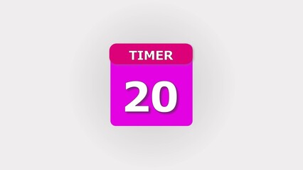 Digital number 20 second timer countdown icon illustration background.	