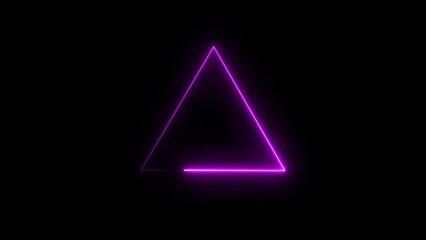 Abstract neon light glowing triangle frame loading background illustration.