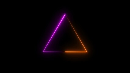 Abstract neon line glowing triangle frame loading background illustration.