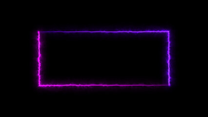 Abstract glowing neon light rectangle frame background illustration.