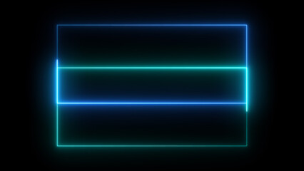 Abstract neon light glowing rectangle frame background illustration.