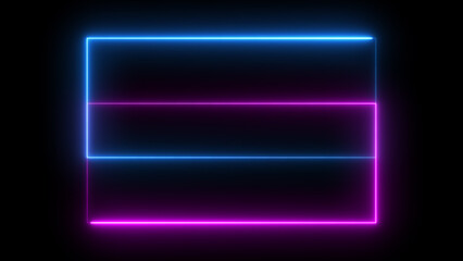 Abstract glowing fire neon light rectangle frame background illustration.	