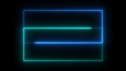Abstract glowing neon light rectangle frame background illustration.