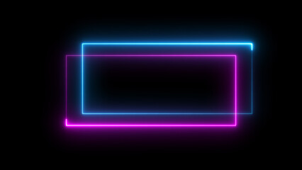 Abstract glowing neon light rectangle frame background illustration.