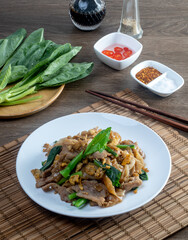 stir fried large noodles with soy sauce, dish of PAD SEE EW