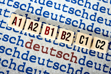 Lernen der deutschen Sprache und verschiedene Niveaustufen von einem Deutschkurs