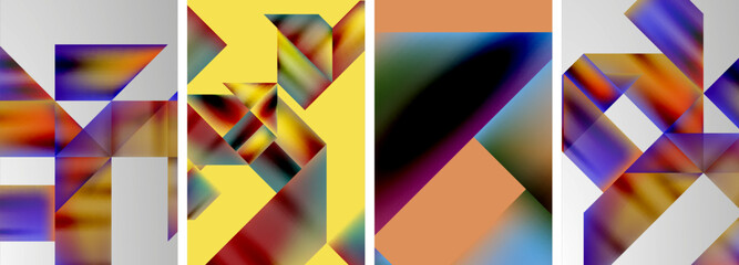 Set of abstract geometric posters. Abstract backgrounds for wallpaper, business card, cover, poster, banner, brochure, header, website