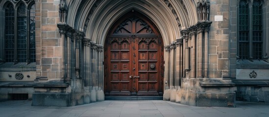 Fototapeta na wymiar Door of Zurich's Iconic Grossmunster Cathedral Intertwines Elegance with History