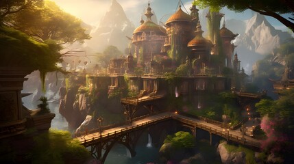 Journey through an ancient elven city adorned with ornate architecture