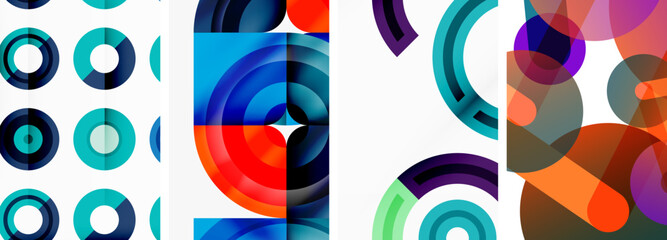 Obraz premium Round geometric elements and circles in background design for wallpaper, business card, cover, poster, banner, brochure, header, website