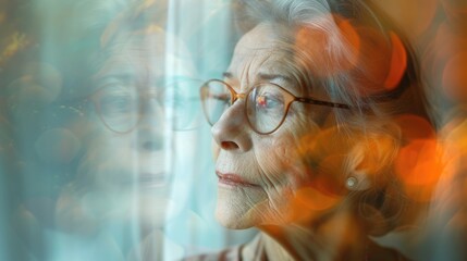 An older woman with a serene expression as she reflects on the dreams she may never achieve but finds peace in the life she has lived.